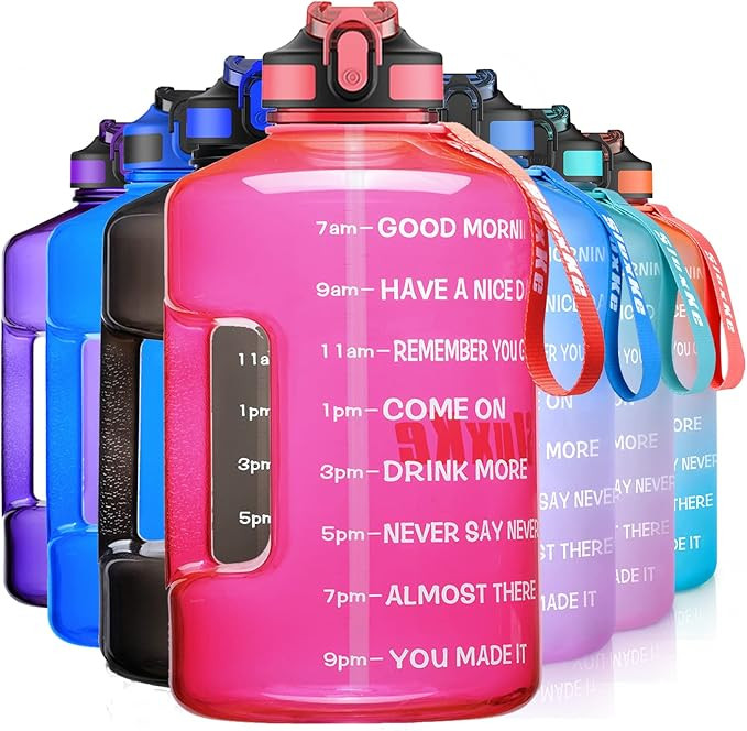 1 Gallon Water Bottle with Time Marker and Straw, BPA Free 128oz Leak Proof Motivational Large Wa... | Amazon (US)