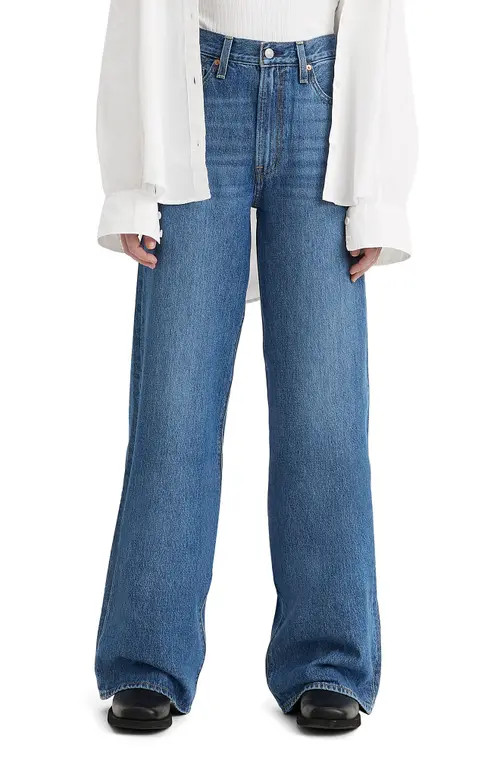 levi's Ribcage High Waist Wide Leg Jeans in Indigo Worn In at Nordstrom, Size 32 X 32 | Nordstrom