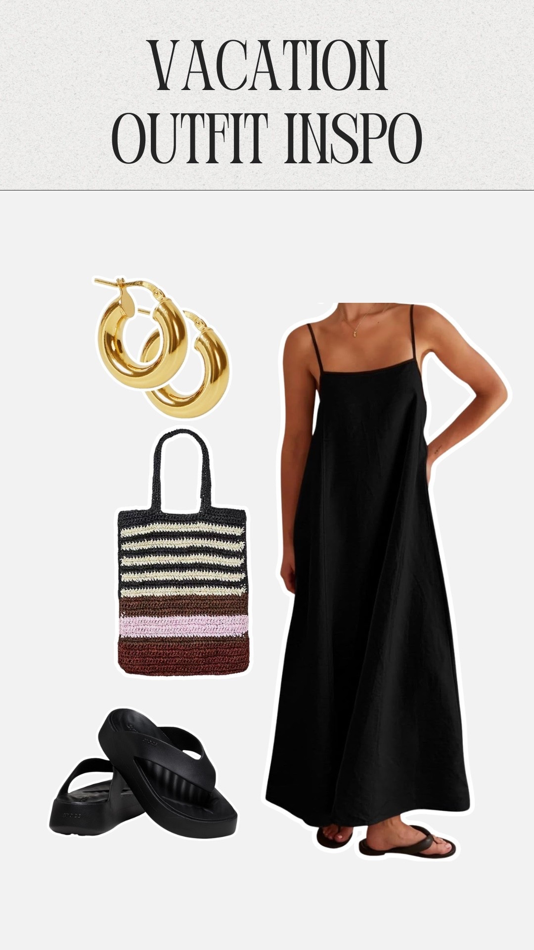 Vacation Outfit Inspo: Black Maxi dress with your favorite little accessories!

#LTKSeasonal #LTKStyleTip #LTKMidsize