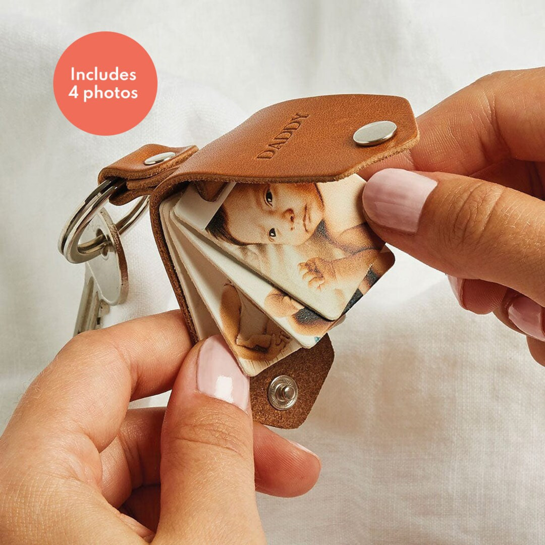 Personalised Multi-Photo Leather Keyring | Four Photo Leather Keychain Personalized Gift | Father... | Etsy (US)
