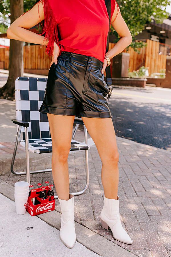 Called To Be Cute Faux Leather Shorts In Black | Impressions Online Boutique