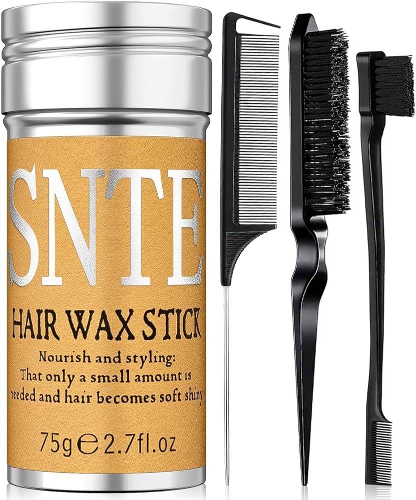 Slick Back Hair Brush, Wax Stick for Hair 4Pcs, Non-Greasy Hair Wax Stick for Flyaways & Wigs Hai... | Amazon (US)