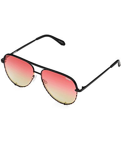 QUAY Women's High Key Mini 53mm Tortoise Aviator Sunglasses - Black Tortoise/Coral | Dillard's