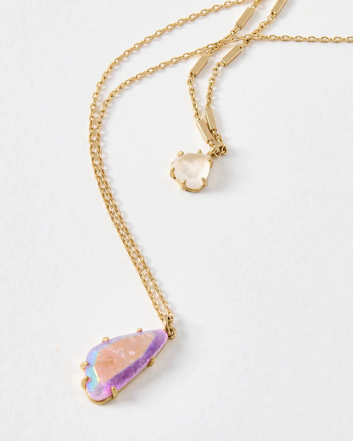 Baia Purple Stone Layered Pendant Necklace | Oliver Bonas IE | Oliver Bonas (Global)