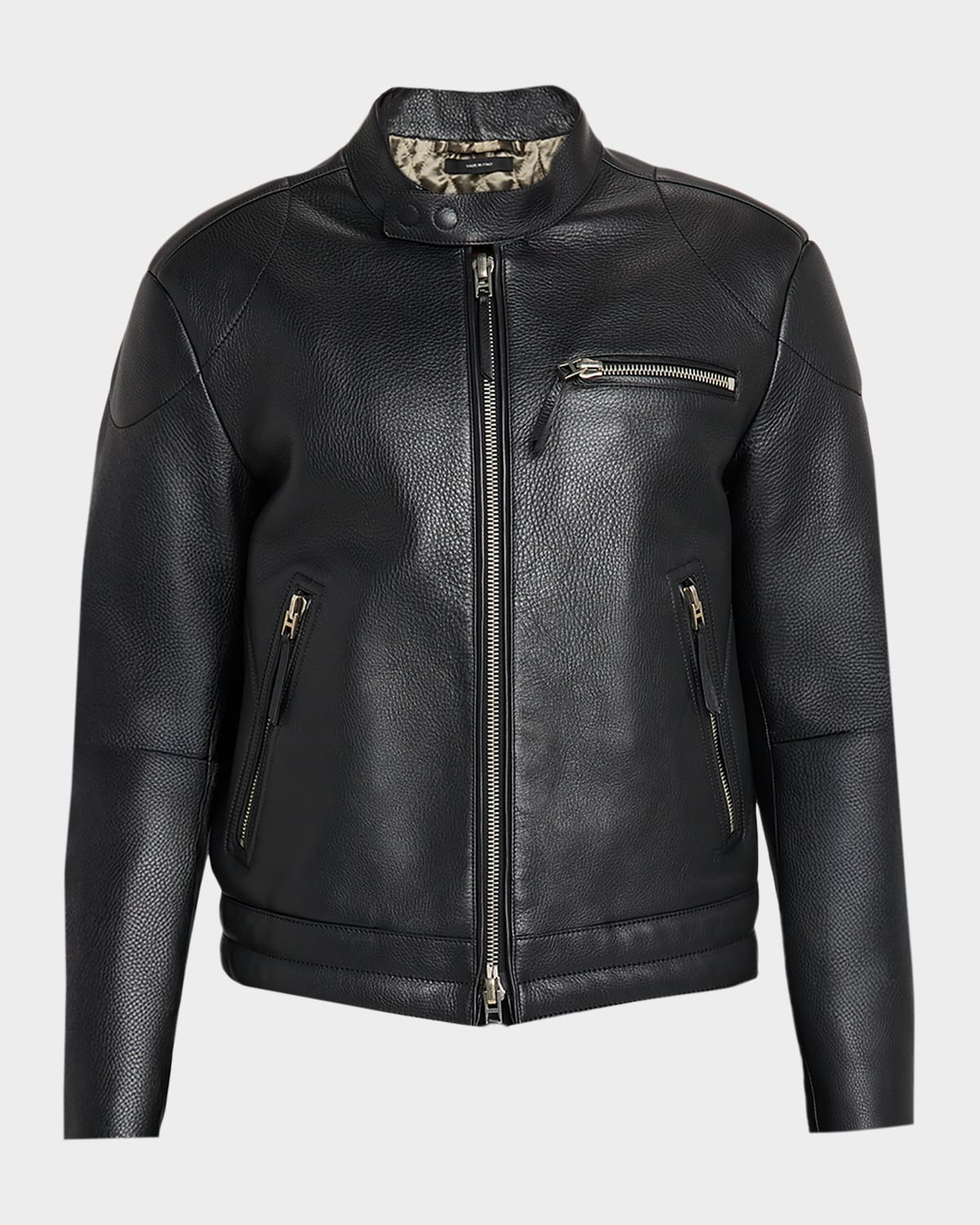Men & apos;s Pebbled Leather Biker Jacket | Neiman Marcus