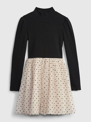 Kids Ribbed-Knit Mix-Media Print Dress | Gap (US)