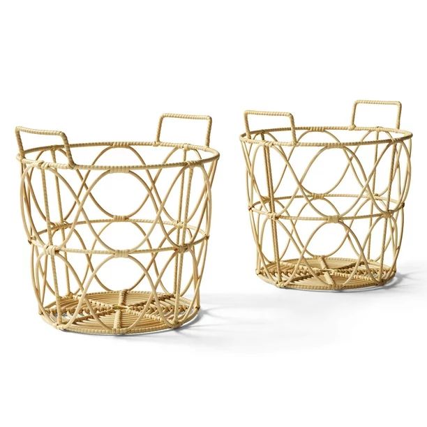 Better Homes & Gardens Poly Rattan Storage Basket Set with Handles, 2-Piece | Walmart (US)