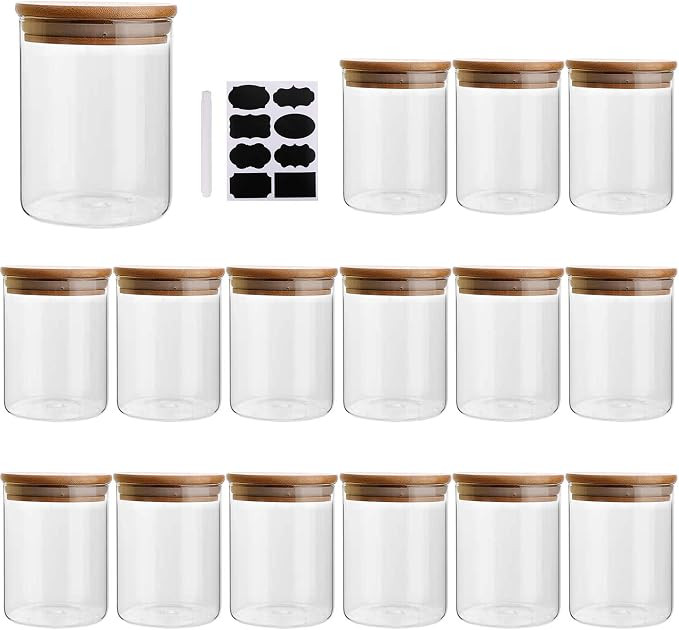 6oz/200ml Clear Glass Food Storage Containers Set Airtight Food Jars with Bamboo Wooden Lids Kitc... | Amazon (US)
