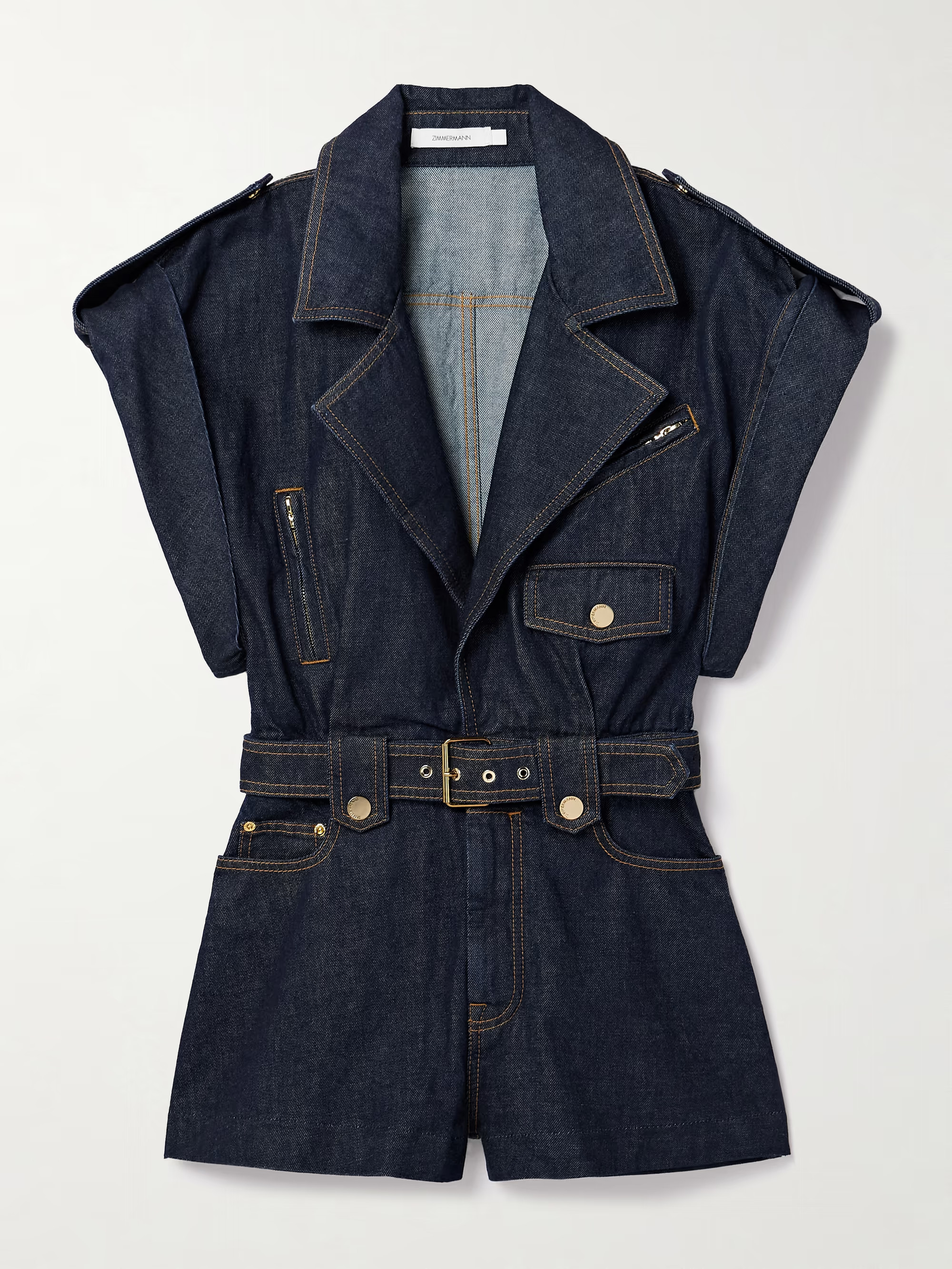 Crush belted denim playsuit | NET-A-PORTER (UK & EU)