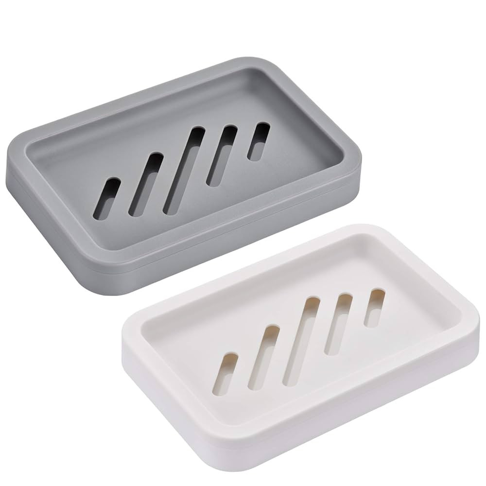 2PCS Draining Soap Dishes, Dishwashing Sponge Soap Holder with Water Tray, Keep The Place Dry, Ea... | Amazon (US)