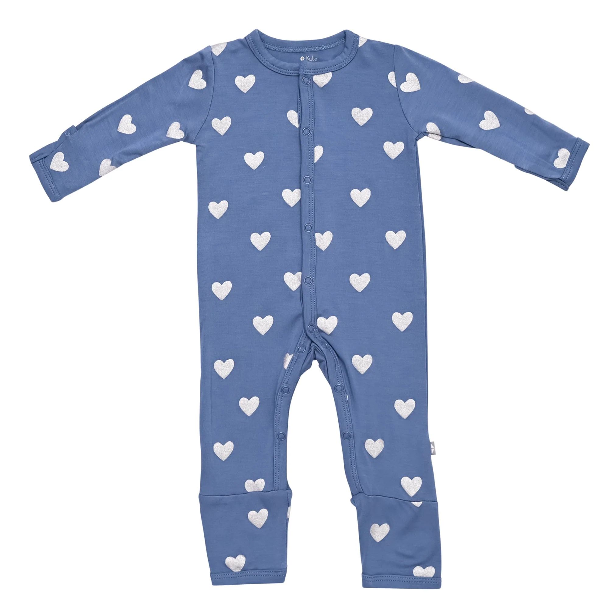 Printed Romper in Silver Hearts | Kyte BABY