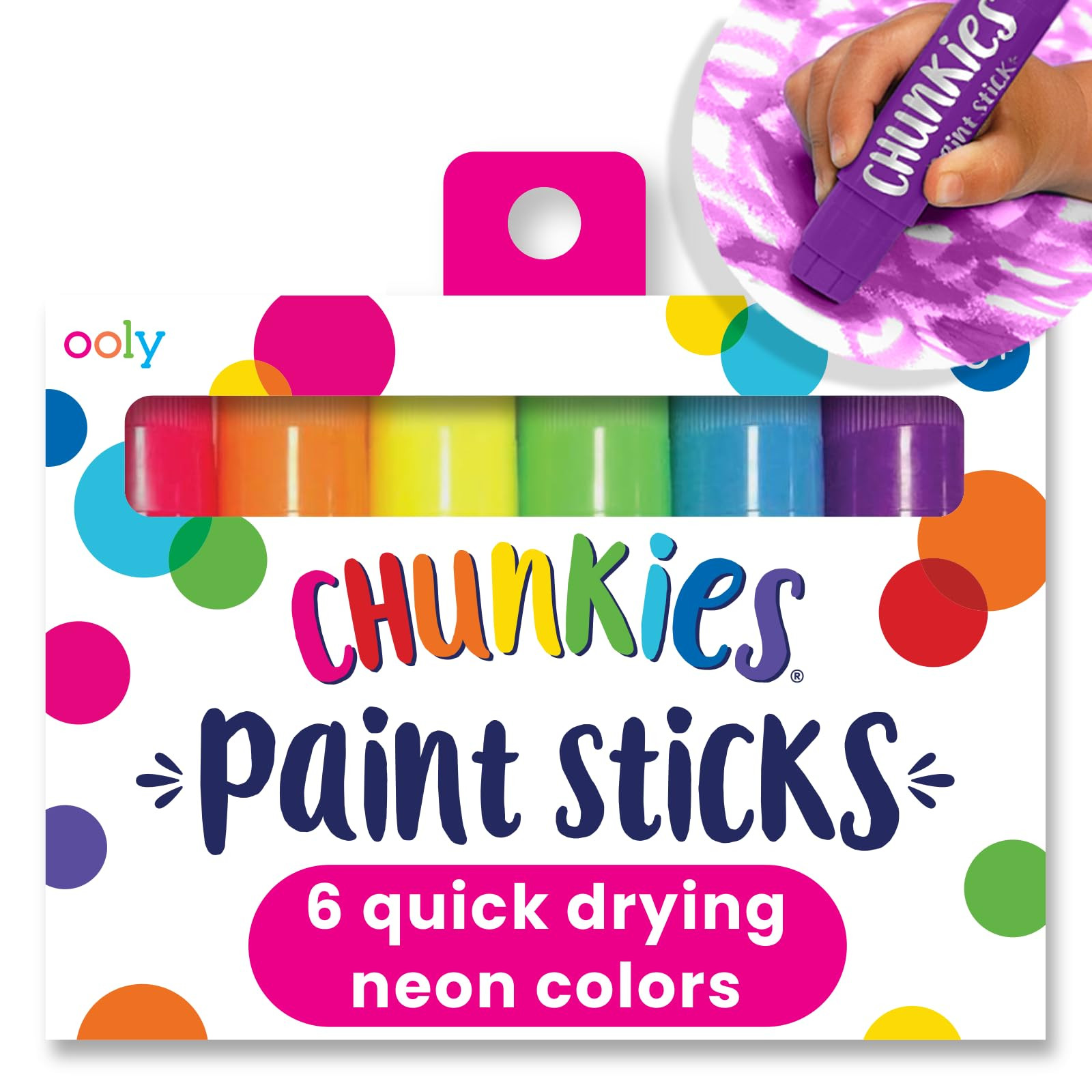 Ooly Chunkies 6 Neon Paint Sticks For Kids, Tempera Paint Sticks Neon Colors Set, No Mess Quick D... | Amazon (US)