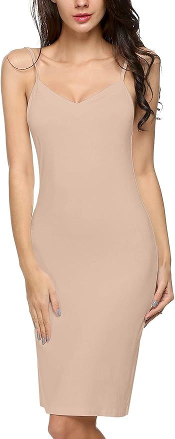 Avidlove Women Full Slips Sexy Chemise Nightgown V Neck Straight Dress Nightwear S-4XL | Amazon (US)