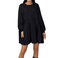 MISSACTIVER Women Oversized Sweatshirt Dress Patchwork Crewneck Long Sleeve Pullover Tops Flowy P... | Amazon (US)