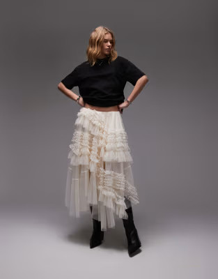 AllSaints Jen tulle skirt in tofu white | ASOS (Global)