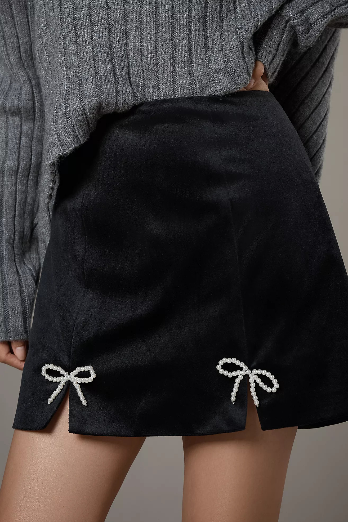 Avec Les Filles Bow Embellished Slit Mini Skirt | Anthropologie (US)
