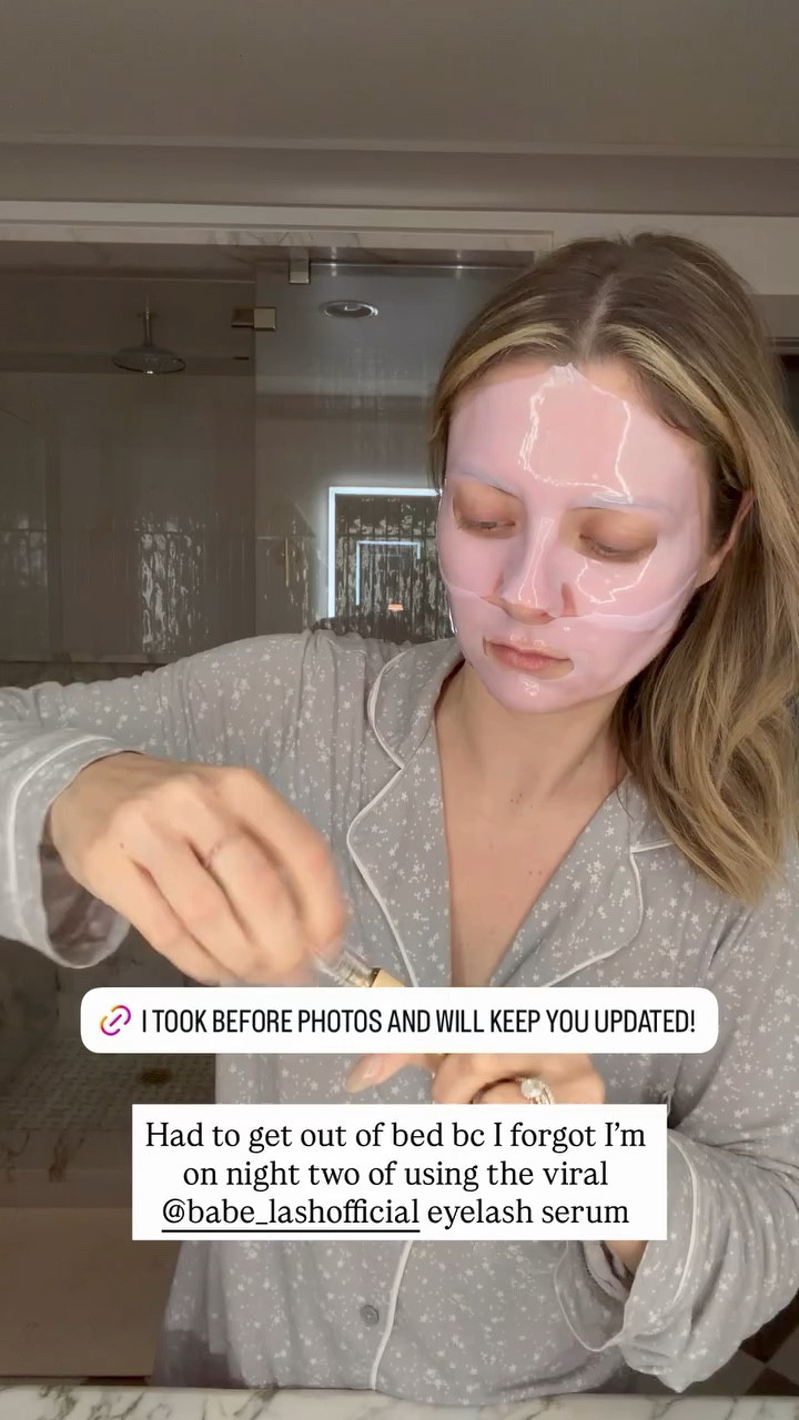 Had to get out of bed bc I forgot I’m on night two of using the viral @babe_lashofficial eyelash serum 