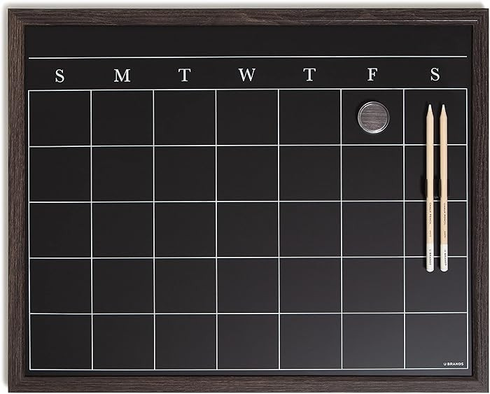 U Brands 16" x 20" Magnetic Monthly Calendar Chalkboard with Rustic Wood Frame, Blackboard Surfac... | Amazon (US)