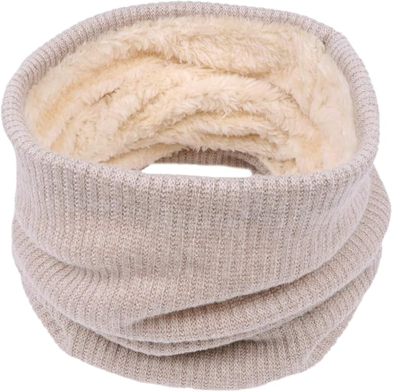 Infinity Scarf Winter Double-Layer Neck Warmer Knit Fleece Lined Circle Loop Scarves Gifts | Amazon (US)