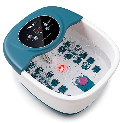Foot Spa Bath Massager with Heat, Bubble, Vibration and Temperature Control, 22 Massaging Rollers Foot Soak Tub for Foot Pain Relief, Pedicure Foot Soaker with Acupressure Massage Points & Red Light | Amazon (US)
