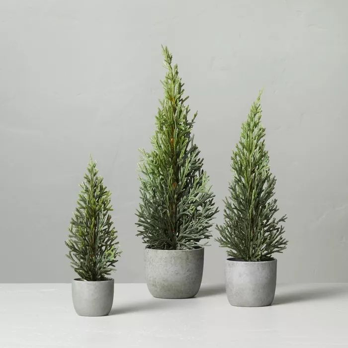 3pc Mini Faux Pine Decorative Potted Tree Set - Hearth &#38; Hand&#8482; with Magnolia | Target