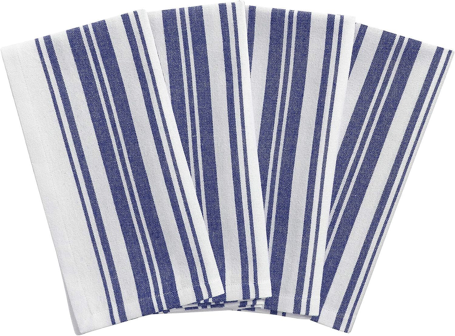 Elrene Home Fashions Farmhouse Living Homestead Stripe Napkins, Set of 4, 20" x 20", Blue/White 4 | Amazon (US)