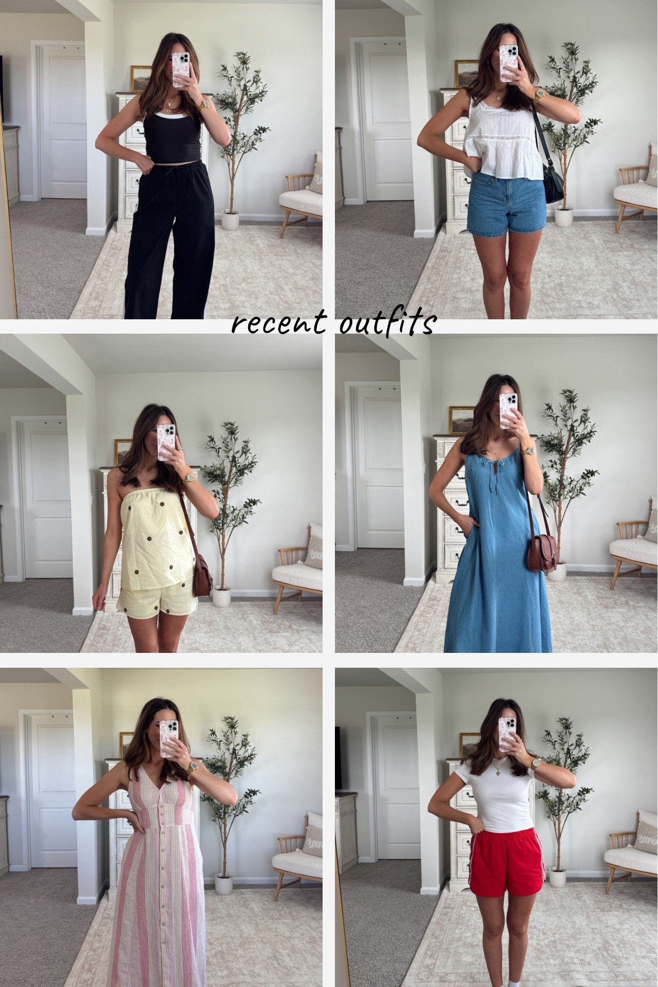 recent outfits I’m loving! for reference: 5’9” | 145 lbs | usually size 6 / M (medium or small tall in pants)

• Brown plaid pants + black active pants — size S Tall (I'd recommend sizing down one from your TTS!)

• White Walmart top — size S (size down one from your TTS)

• Old Navy shorts — size 4 (size down one from your TTS)

• Abercrombie pants — size S Tall

• Athletic Works shorts — wearing my TTS M, but they run a little big. I have them folded over in the video! If you don't want to style them that way, I'd recommend sizing down one. I could've worn a S.

#LTKootd #LTKTall #LTKSeasonal