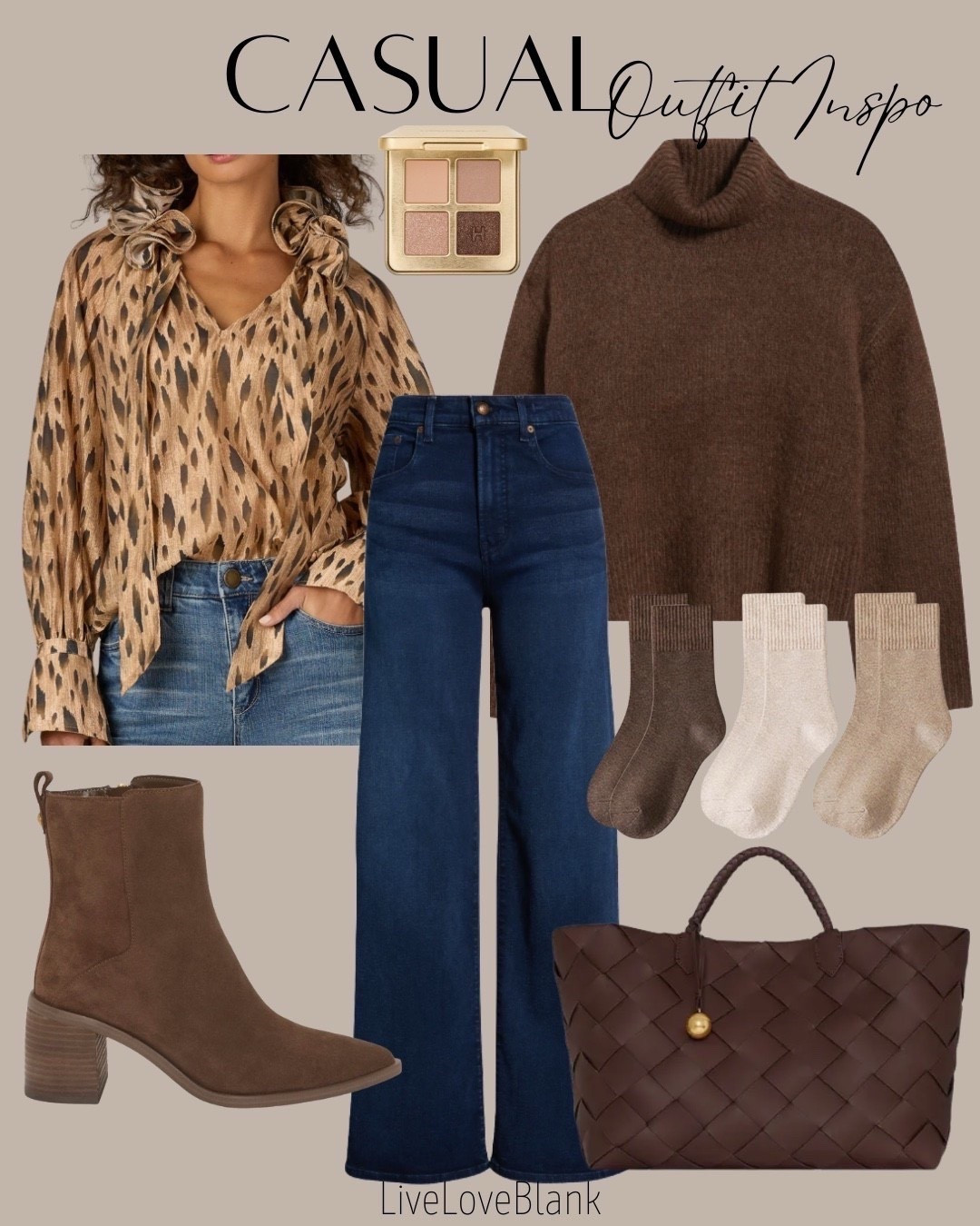Casual outfits for her
Leopard blouse turtleneck sweater 
Wide leg jeans and boots 
Fall outfit
Winter outfits 

#LTKSeasonal #LTKootd #LTKmomlife