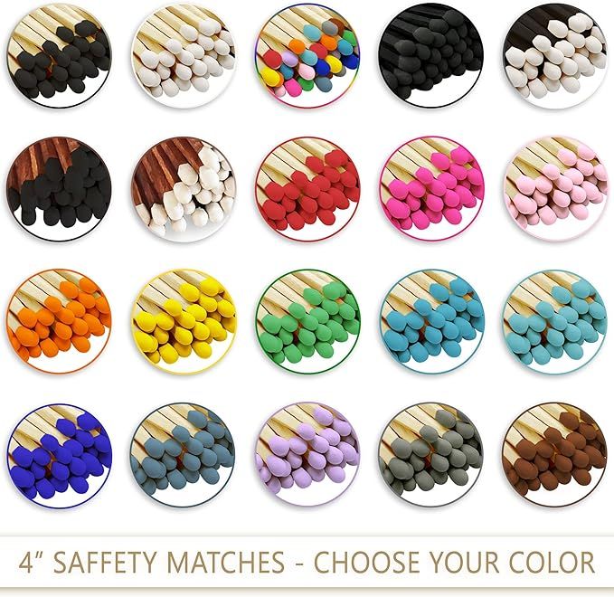 4" Matches in Color of Your Choice (100 Count, Striking Stickers Included) | Decorative Unique & ... | Amazon (US)