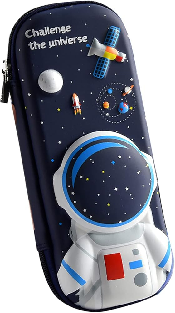 3D Astronaut Pencil Case for Kids Boys, Waterproof Pencil Box with Compartments Pen Pouch (Dark B... | Amazon (US)