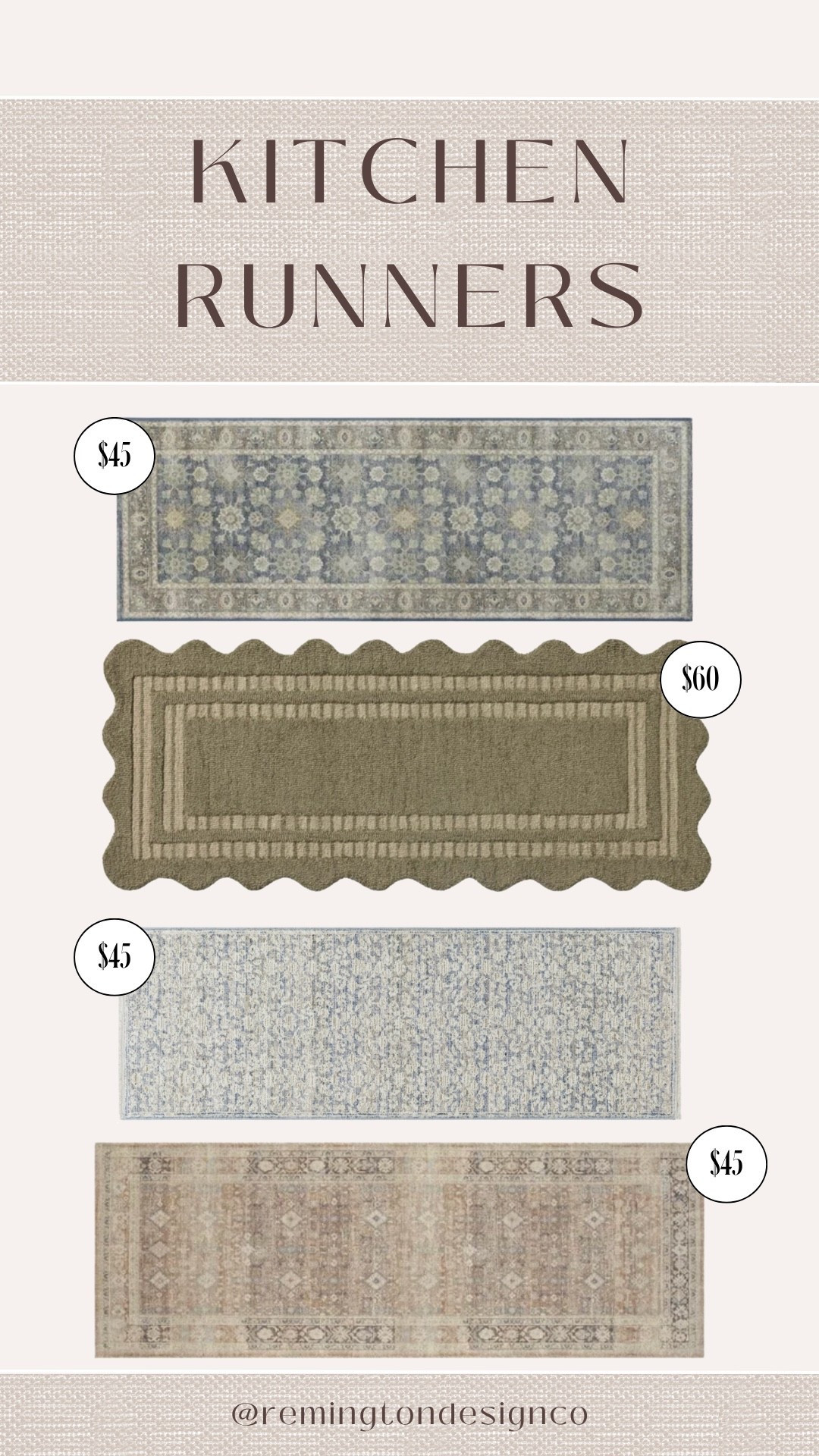 Kitchen Runners all under $60🙌🏼 

Kitchen runner - Rug - Kitchen essentials - Home decor - Style tips - Runner - Elevated looks  

#LTKSeasonal #LTKStyleTip #LTKHome