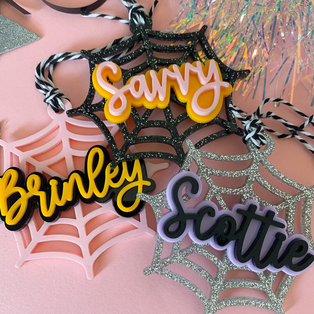 Halloween Basket Name Tag/glitter Web - Etsy | Etsy (US)