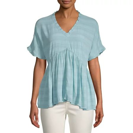 Women's Short Sleeve Ruffle Edge Top | Walmart (US)