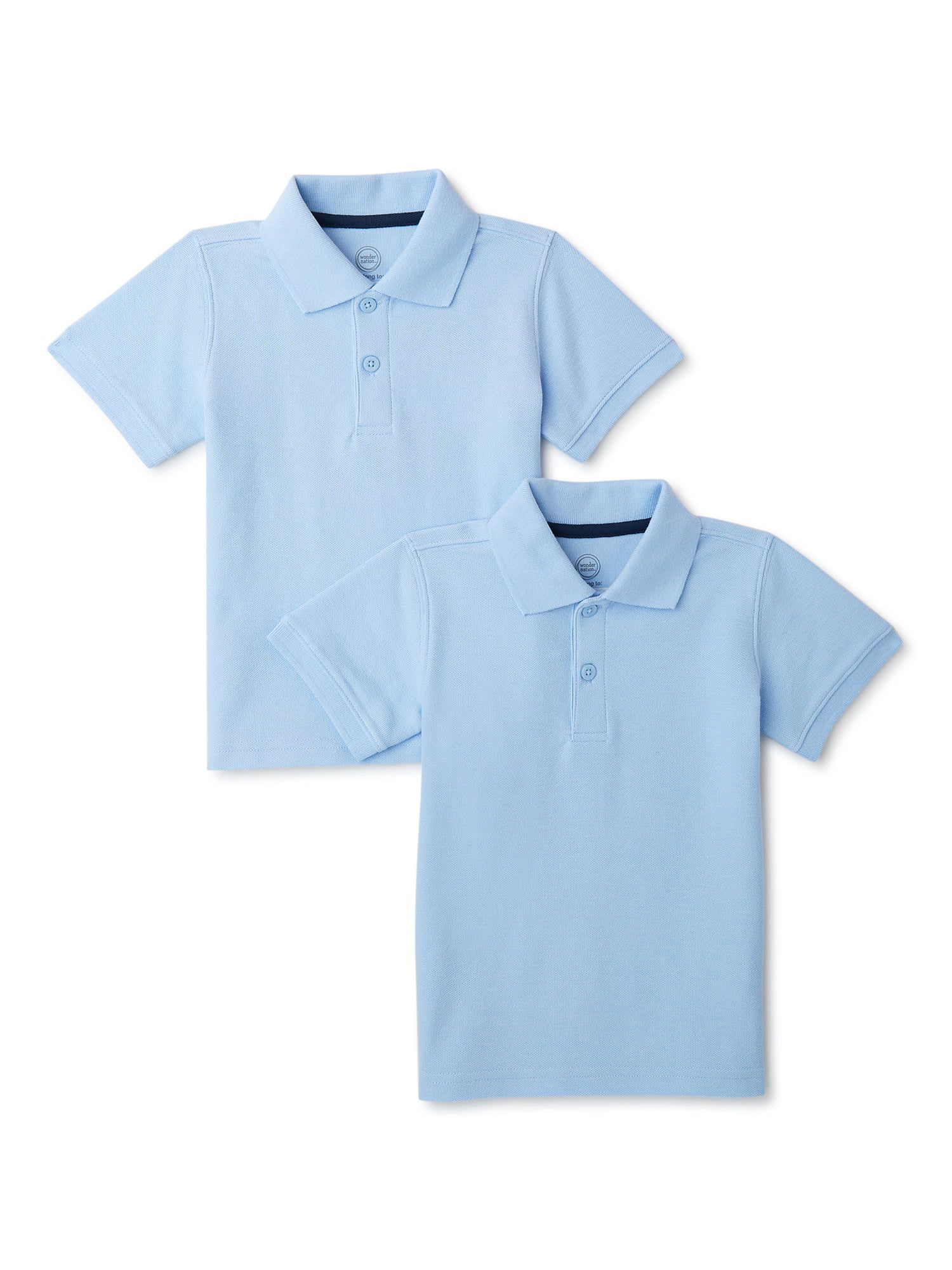 Wonder Nation Toddler Boys School Uniform Short Sleeve Pique Polo Shirt, 2-Pack, Sizes 2T - 5T - ... | Walmart (US)