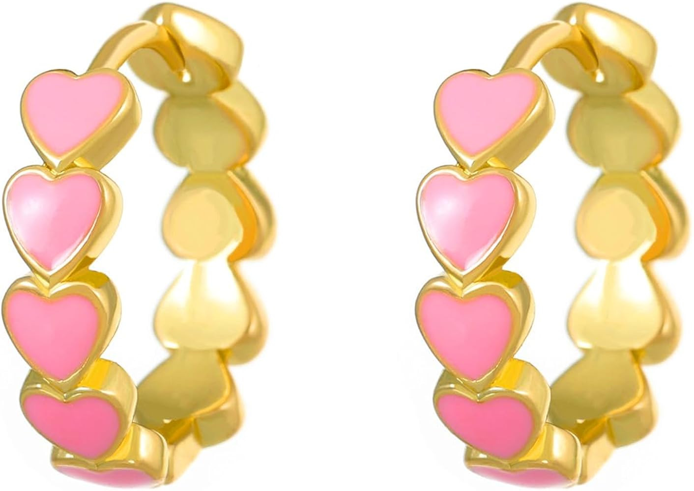 Enamel Heart Hoop Earrings for Women Small Rainbow Heart Hoop Earrings Huggie Multicolored Cute M... | Amazon (US)