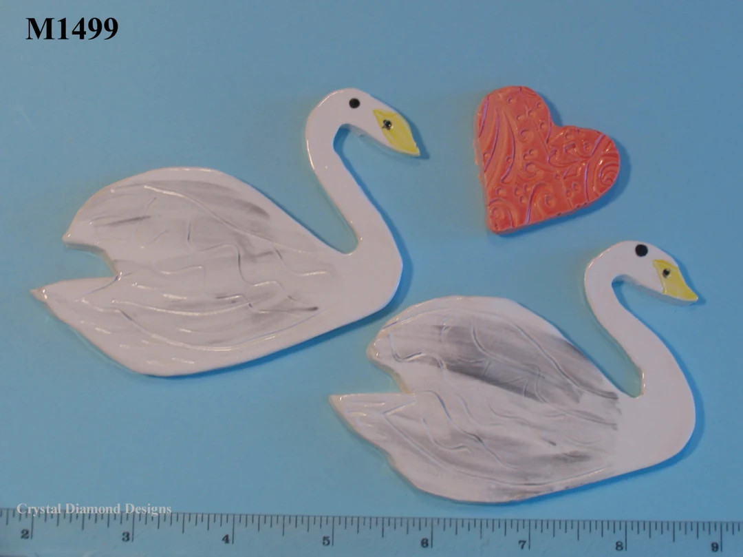 Swans and a Heart - Kiln Fired Handmade Ceramic Mosaic Tiles M1499 | Etsy (US)