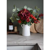 Red Berries & Hydrangea Flowers| Artificial Faux Flower Arrangement| Christmas Greenery | Eucalyptus Foliage |Home Decor| Autumn Winter | Etsy (US)