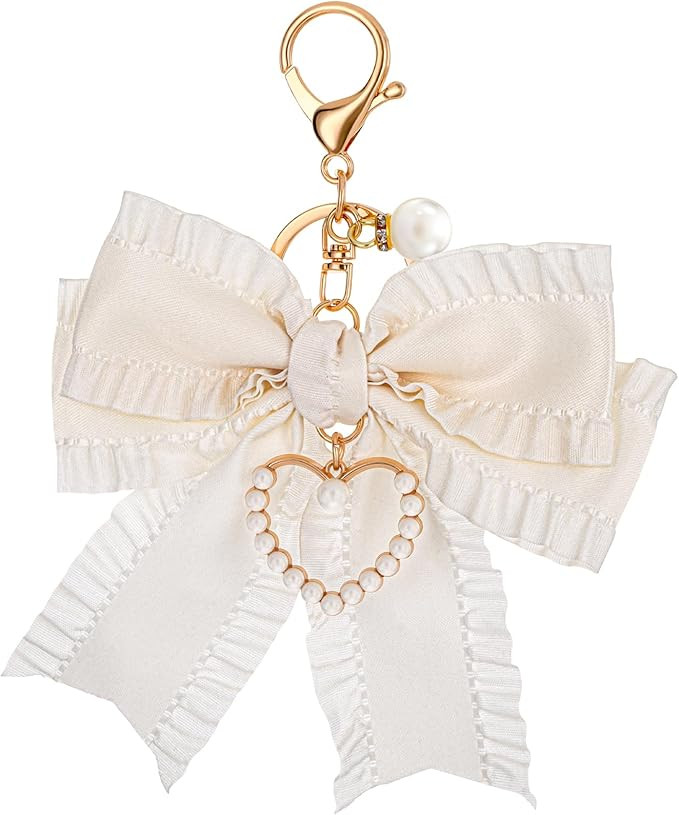 Bow Purse Keychain Charm Bow Keychain Bag Charms for Women, Bow Keychain Pearl Wristlet Keychain ... | Amazon (US)