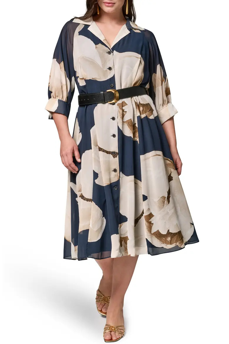 Floral Print Chiffon Midi Shirtdress (Women) | Nordstrom | Nordstrom