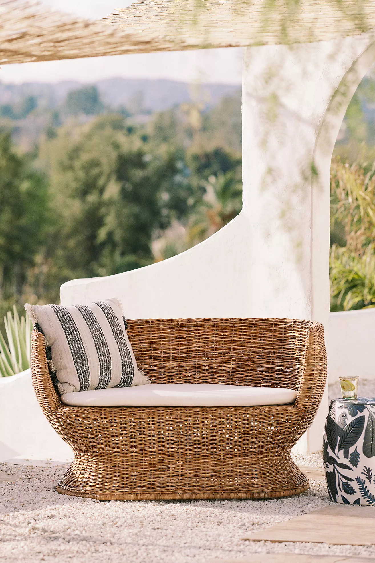 Sienna Rattan Wicker Indoor/Outdoor Settee | Anthropologie (US)