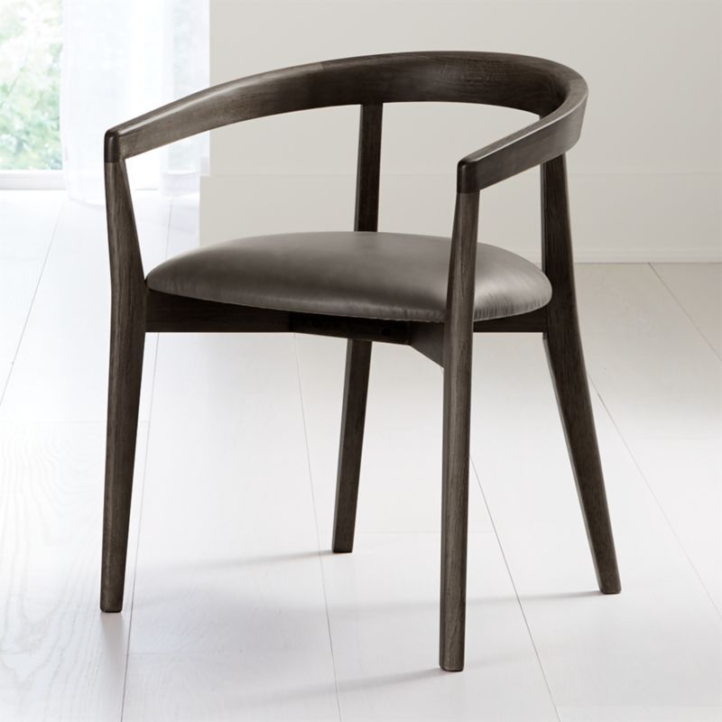 Cullen Dark Stain Saddle Round Back Dining Chair | Crate & Barrel | Crate & Barrel