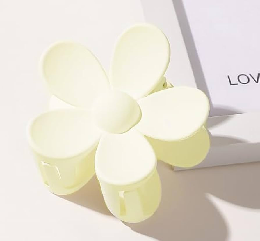 Cute Flower Hair Claw Clips - Big Thick Scrunchie Hair Clips for Sweet Hairstyles (White) | Amazon (US)