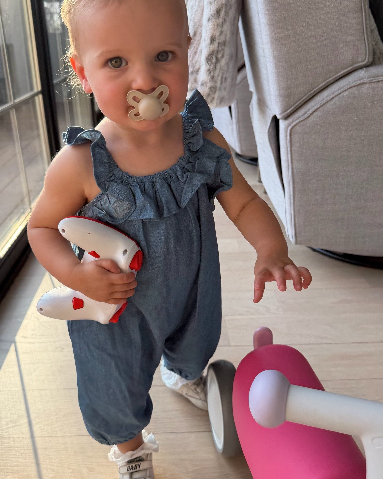 Baby girl denim romper with the cutest baby GG 💙

#LTKBaby #LTKmomlife #LTKKids