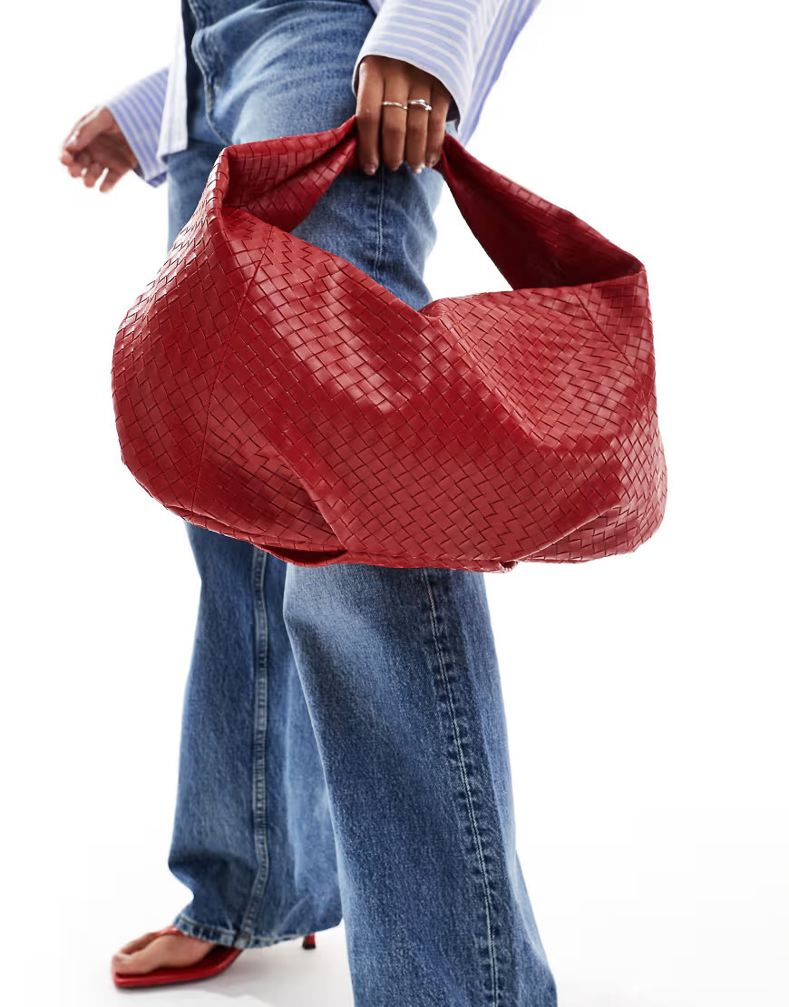 ASOS DESIGN slouch weave shoulder bag in red | ASOS (Global)