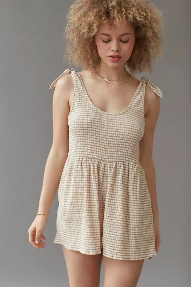 UO Cairo Tie-Shoulder Romper | Urban Outfitters (US and RoW)