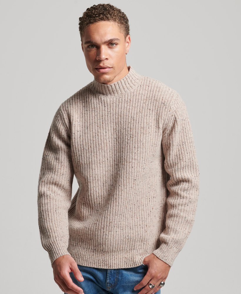 Wool Blend Tweed Mock Neck Jumper | Superdry (UK)