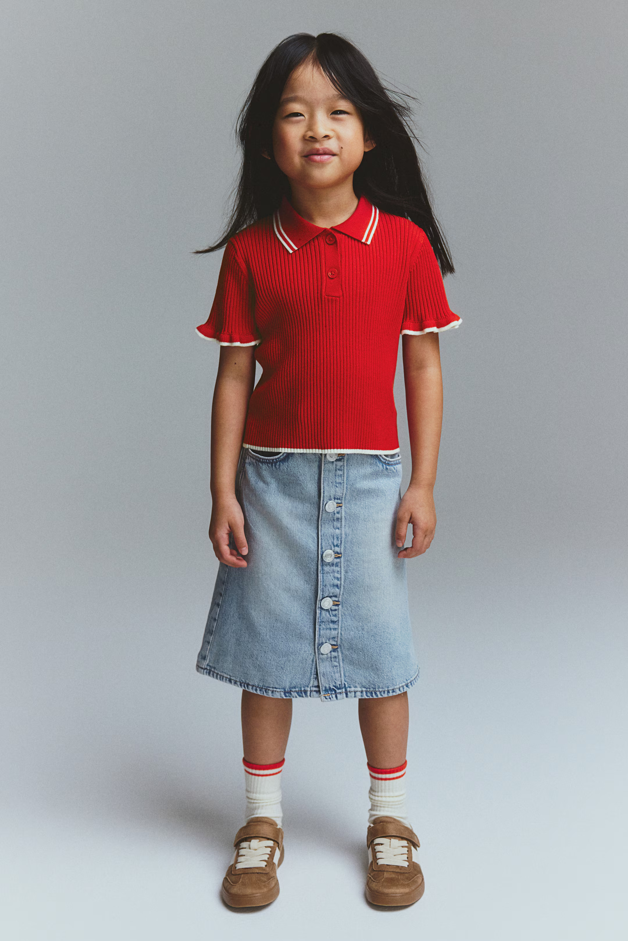 Rib-Knit Top with Collar | H&M (US + CA)