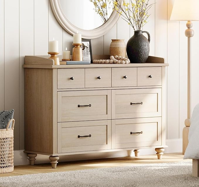 WAMPAT Beige Dresser for Bedroom with 6 Drawers, Farmhouse Kids Dressers with Wide Chest of Drawe... | Amazon (US)