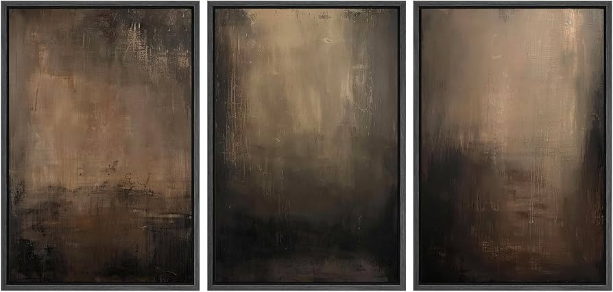 SIGNFORD Framed Canvas Print Wall Art Set Abstract Earthy in Deep Brown and Beige Tones Modern Ar... | Amazon (US)