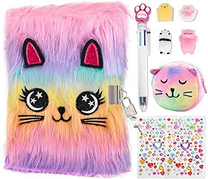 HOMICOZY Cat Diary with Lock and Keys for Girls,Plush Secret Journal for Kids with 160 Lined Page... | Amazon (US)